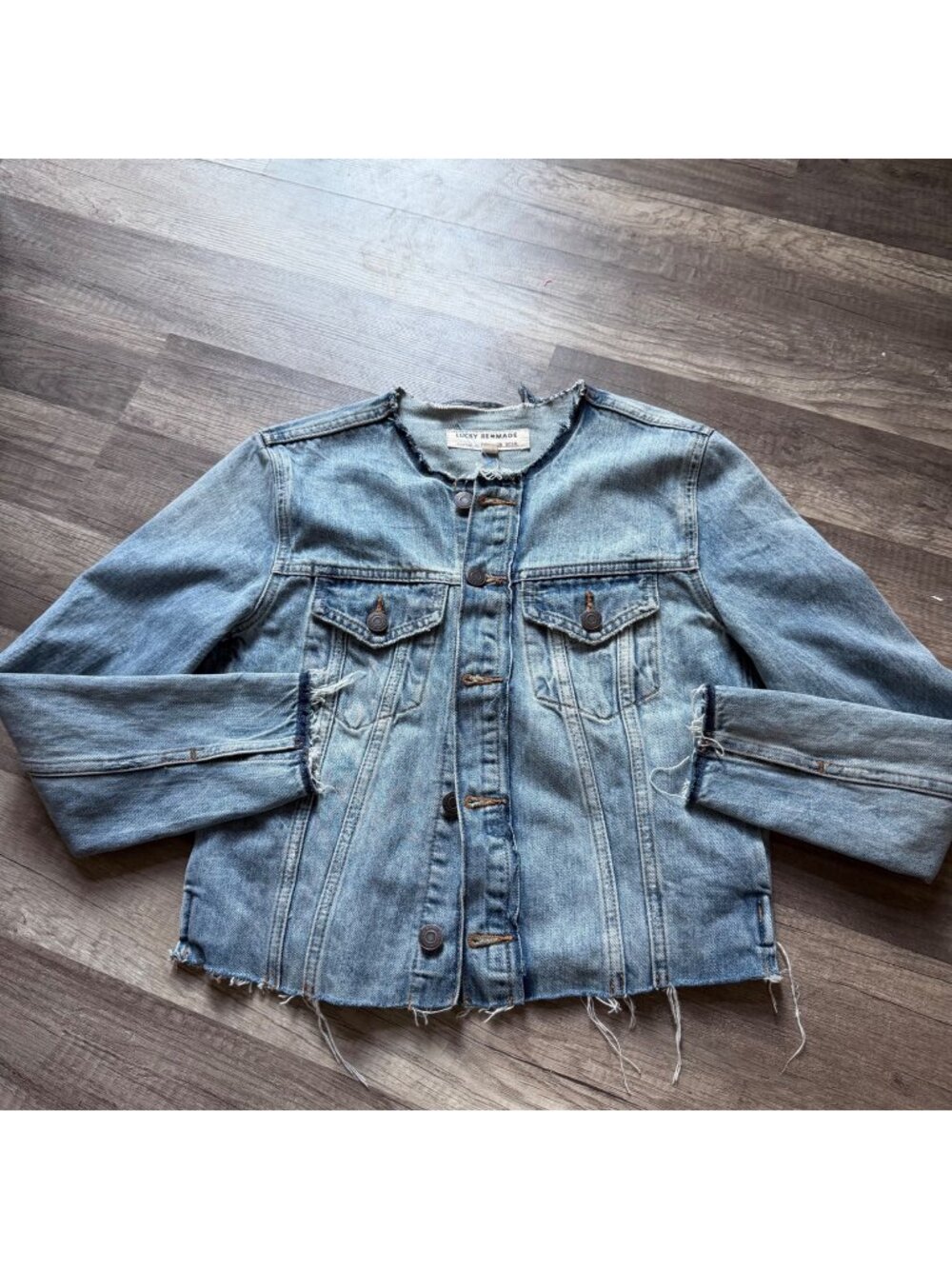 Lucky Re-Made XS Distressed Denim Jacket One of a kind!